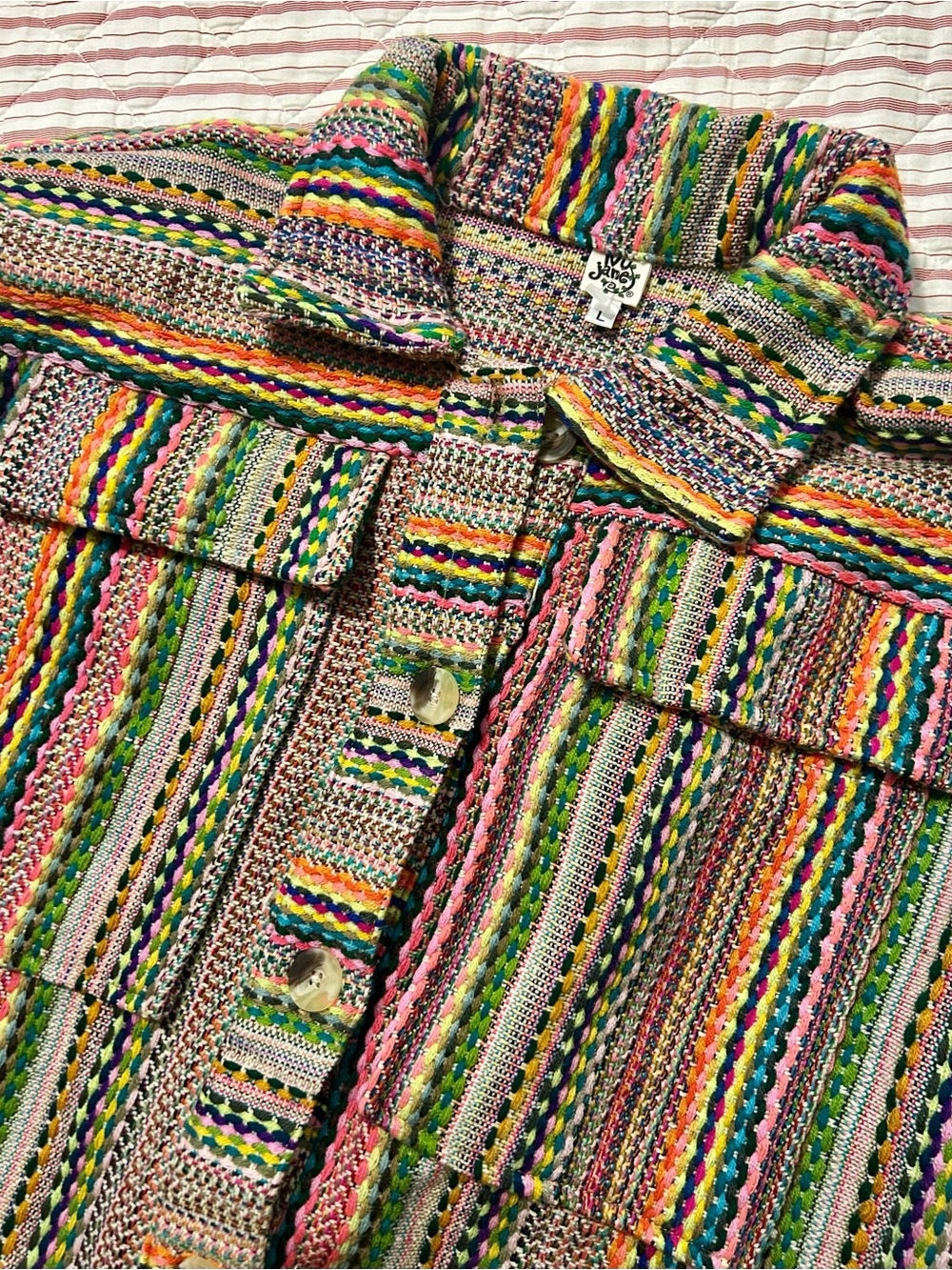 Ivy Jane (new without tags) Multicolor Striped Knit Jacket Size L
Western/Boho